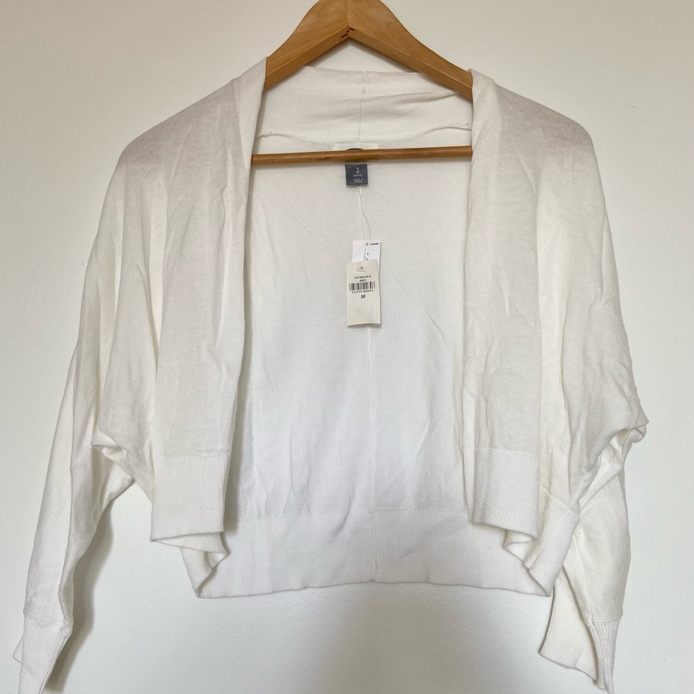 Old Navy White Cropped Open-Front Shrug